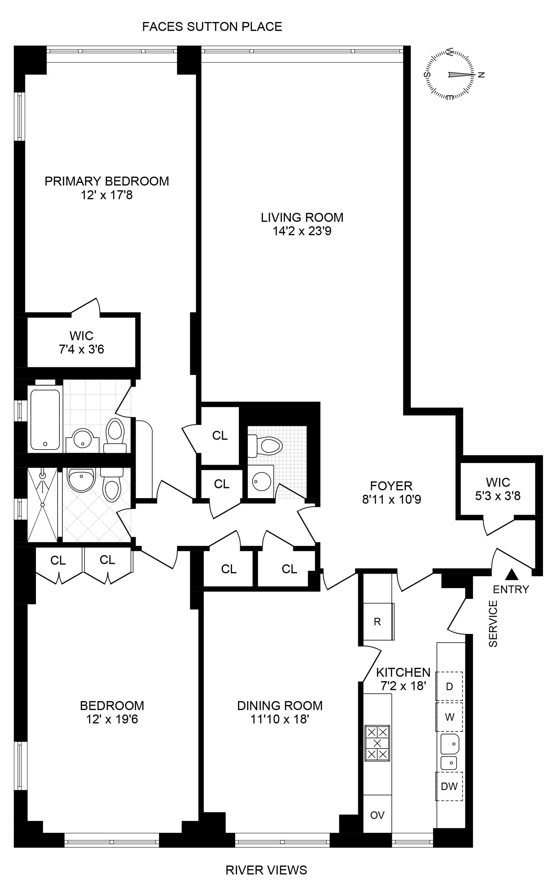 Floorplan for 35 Sutton Place, 18F