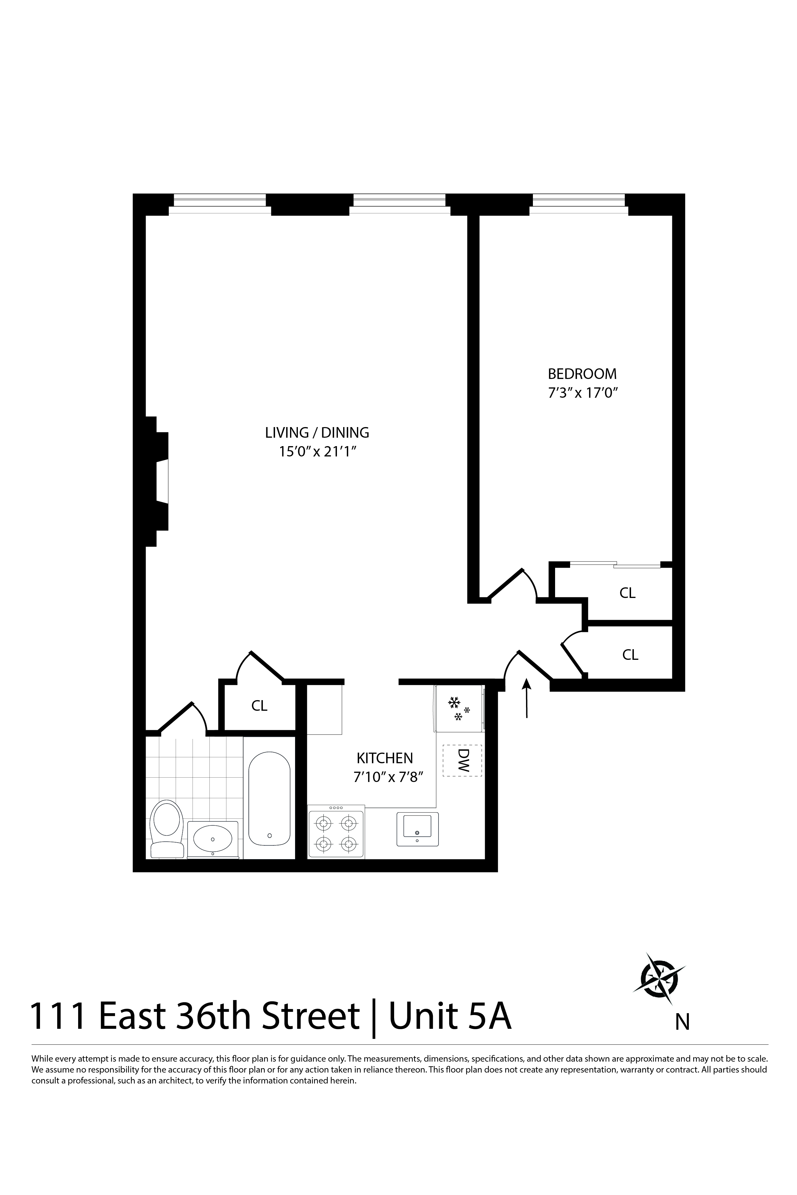 Floorplan for 111 East 36th Street, 5AB