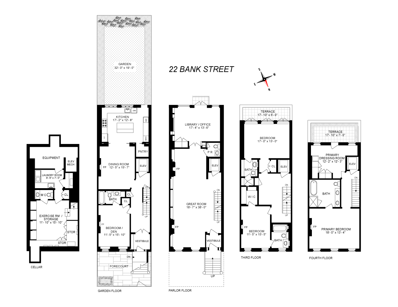 22 BANK Street, New York, NY 10014, 4 Bedrooms Bedrooms, 9 Rooms Rooms,5 BathroomsBathrooms,Residential,For Sale,BANK,RPLU-33422348607