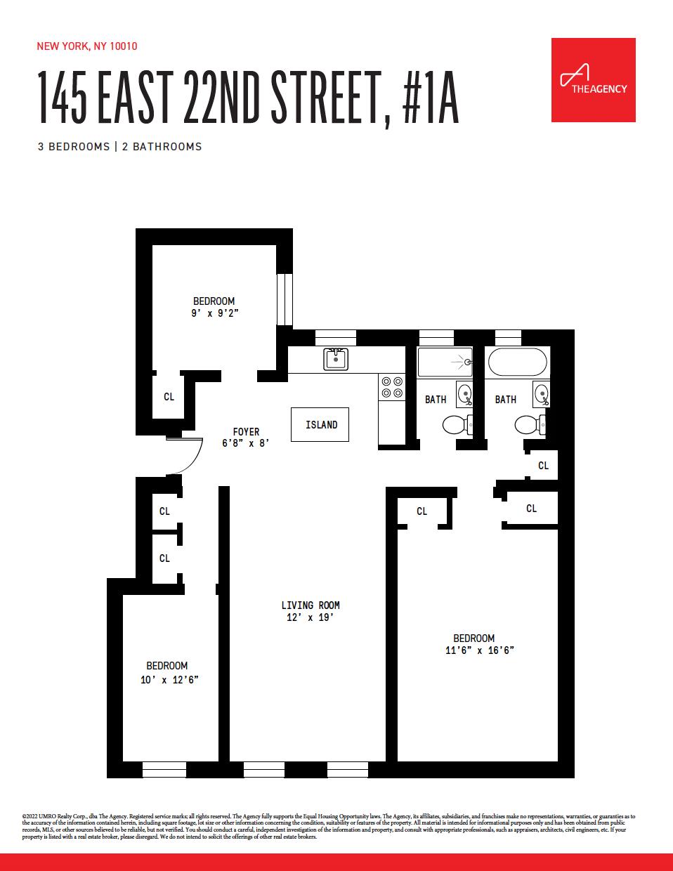 Floorplan for 145 East 22nd Street, 1-A