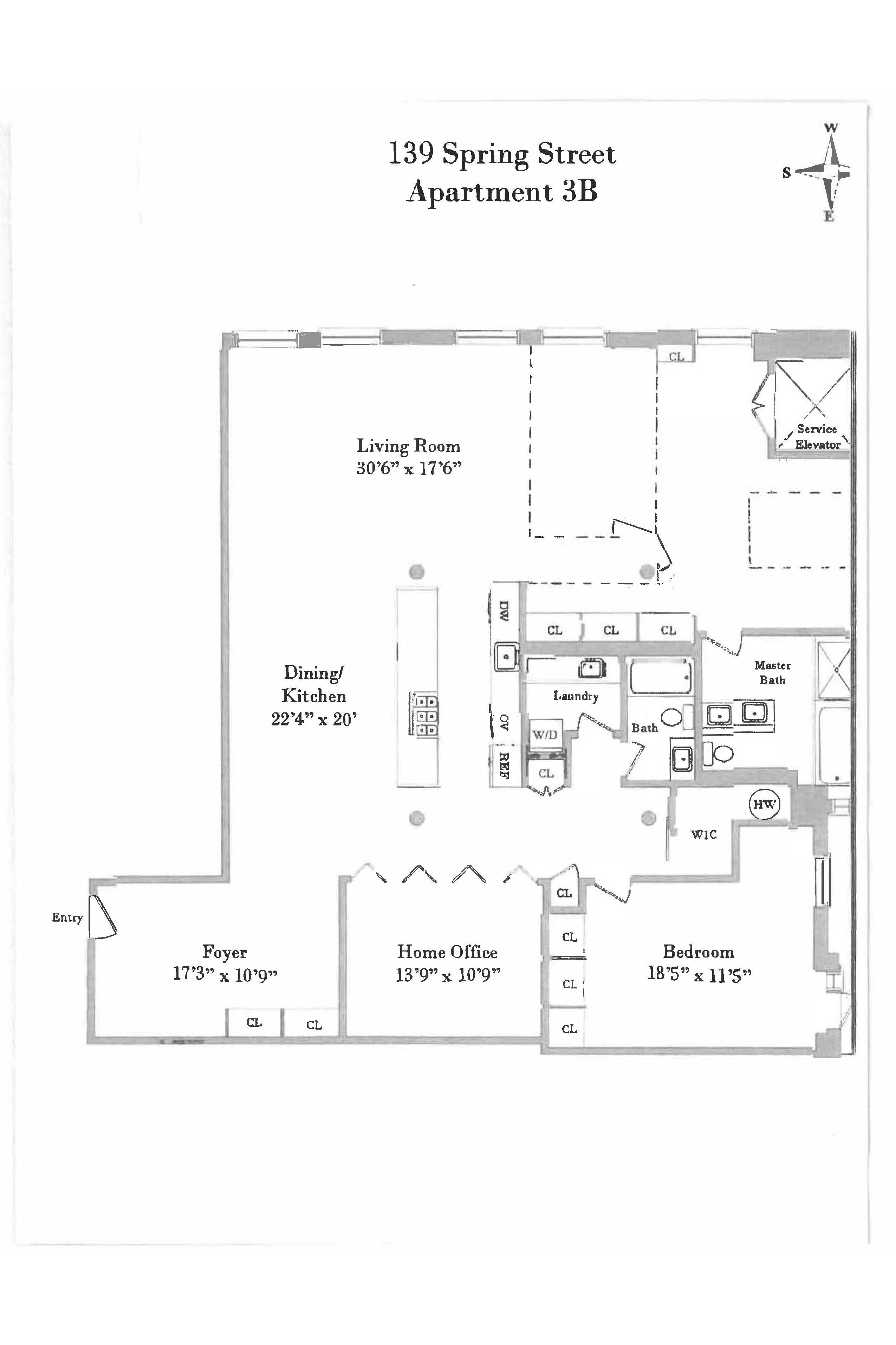 Floorplan for 139 Spring Street, 3B