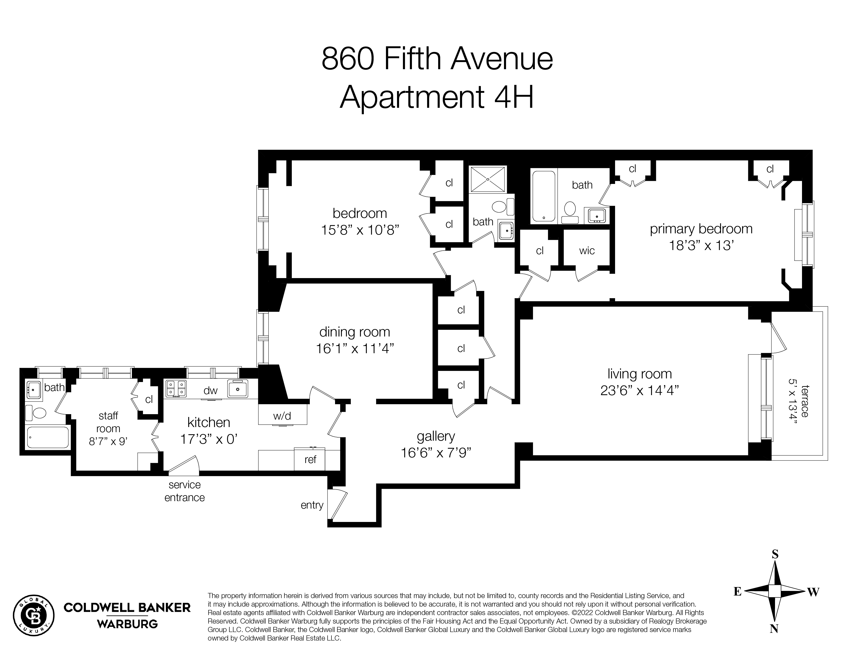 Floorplan for 860 Fifth Avenue, 4H