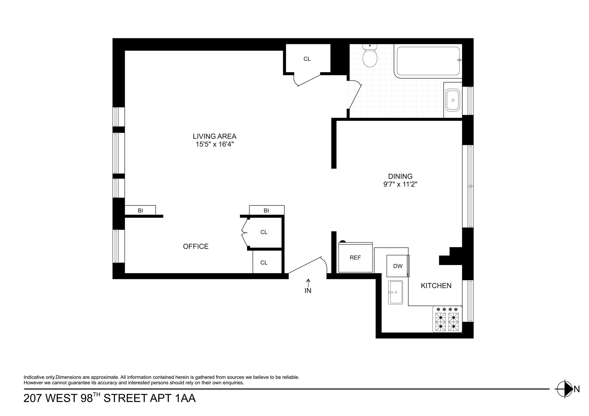 Floorplan for 207 West 98th Street, 1AA