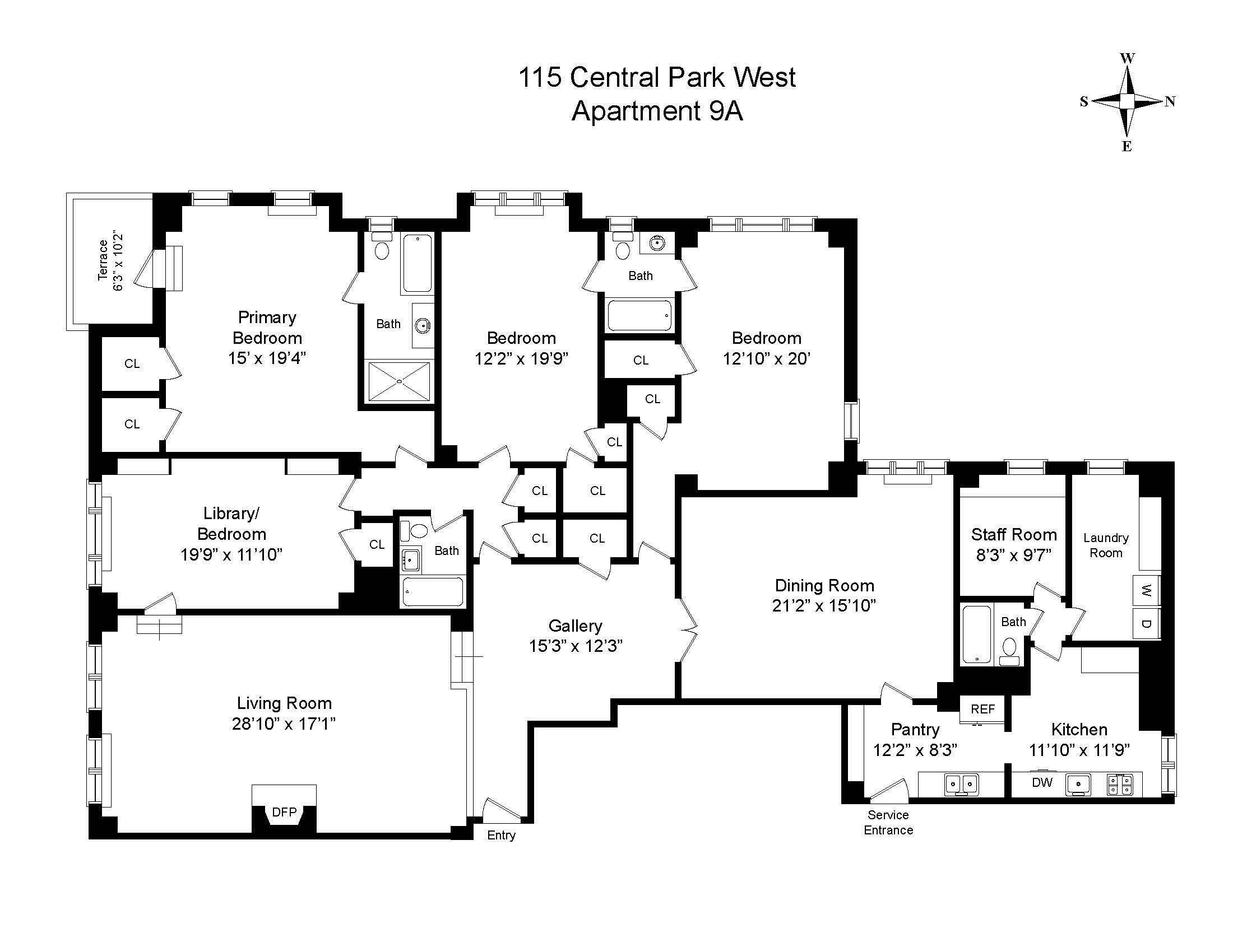 Floorplan for 115 Central Park, 9A
