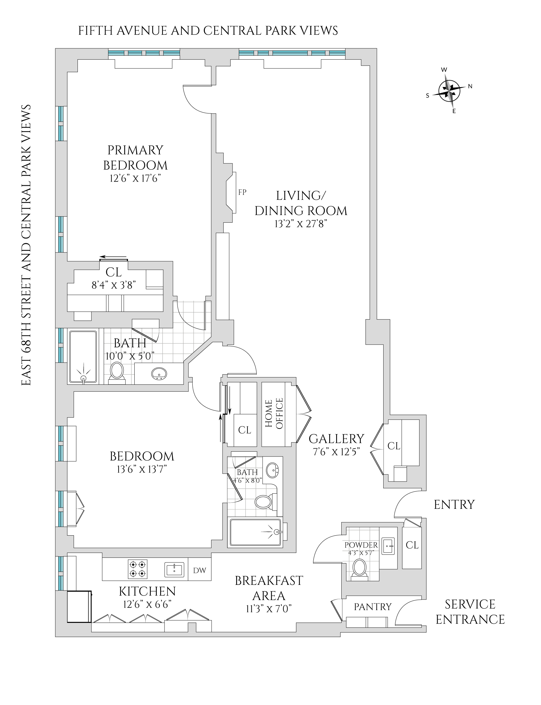 Floorplan for 870 Fifth Avenue, 4D