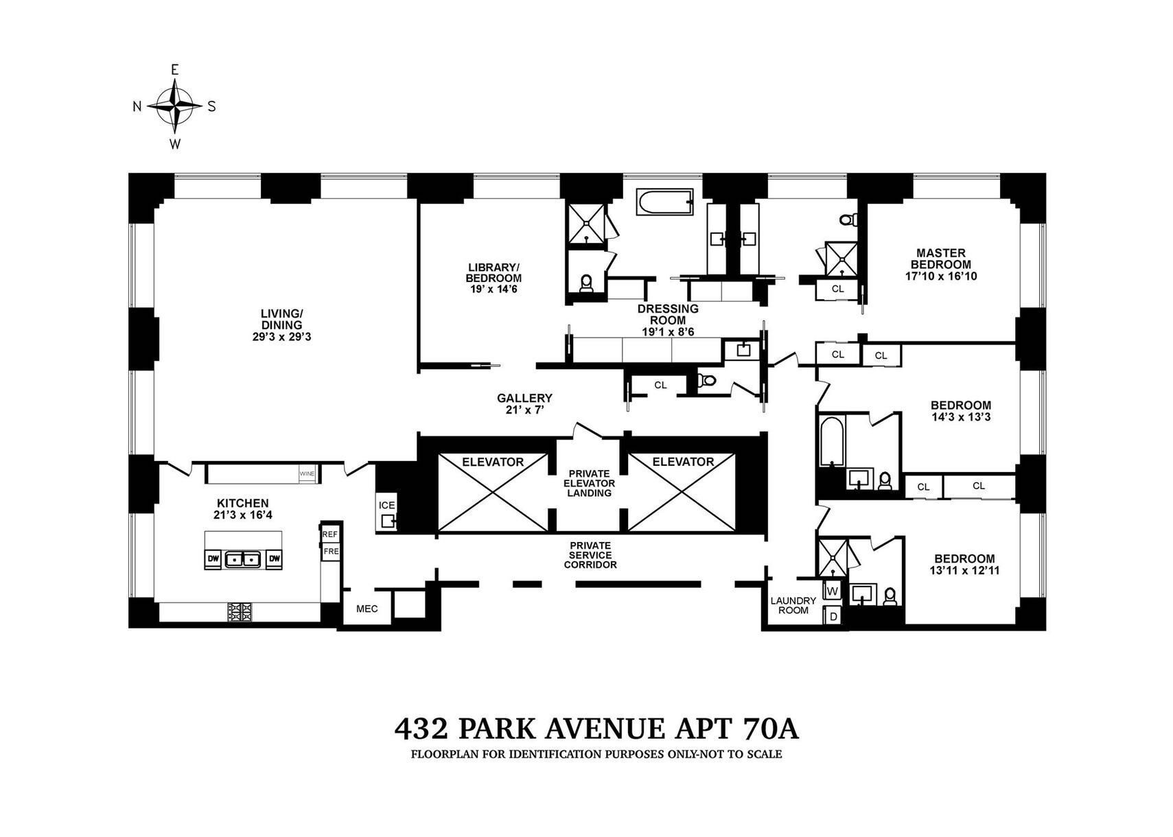 Floorplan for 432 Park Avenue, 70A
