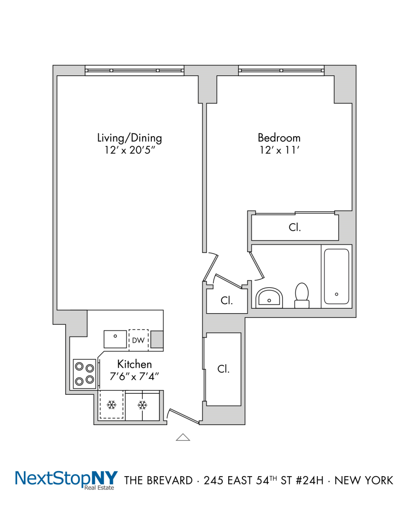 Floorplan for 245 East 54th Street, 24H