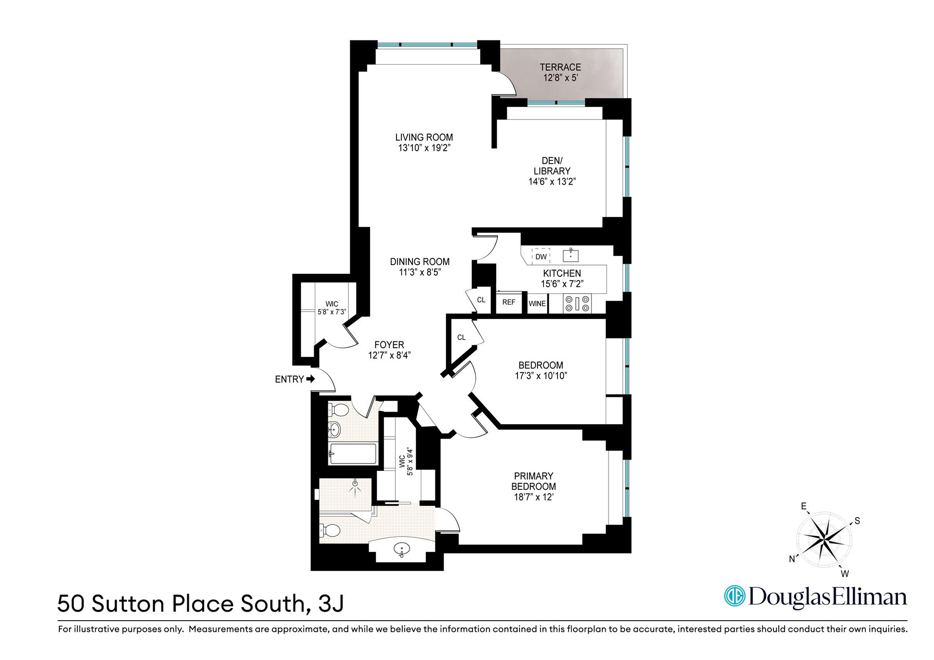 Floorplan for 50 Sutton Place, 3J