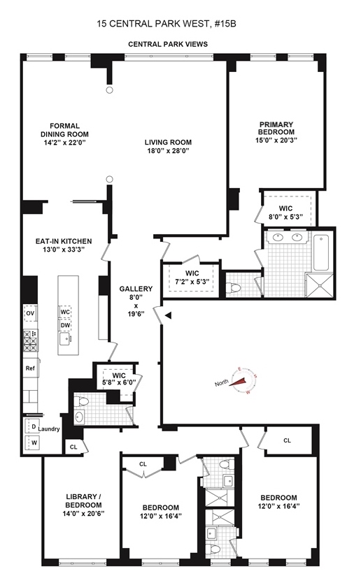 Floorplan for 15 Central Park, 15B