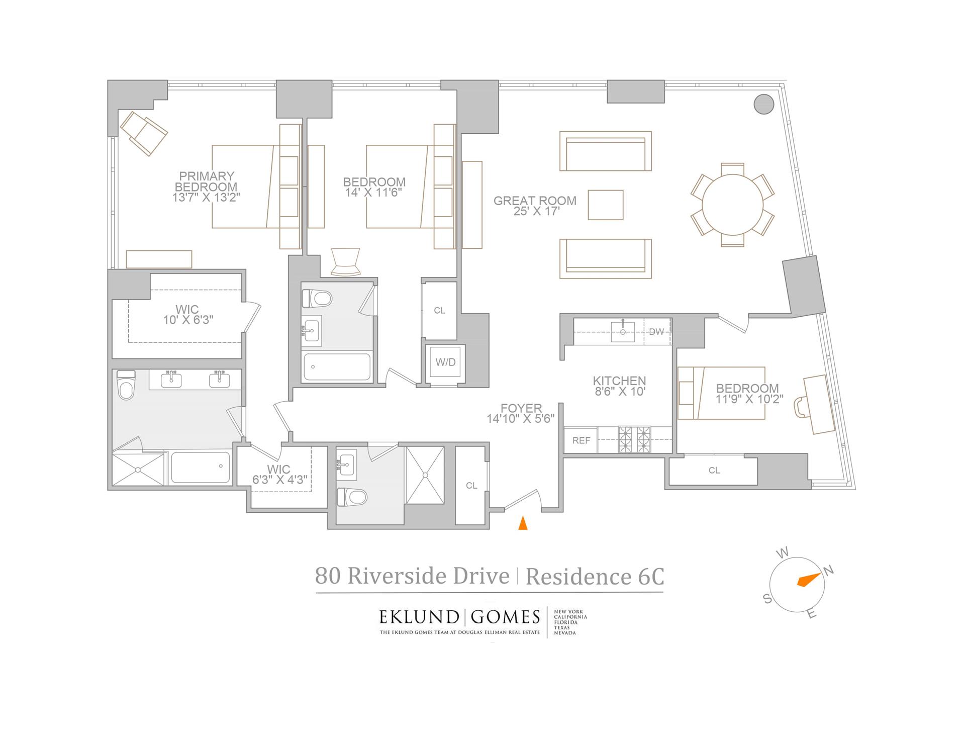 Floorplan for 80 Riverside Boulevard, 6C