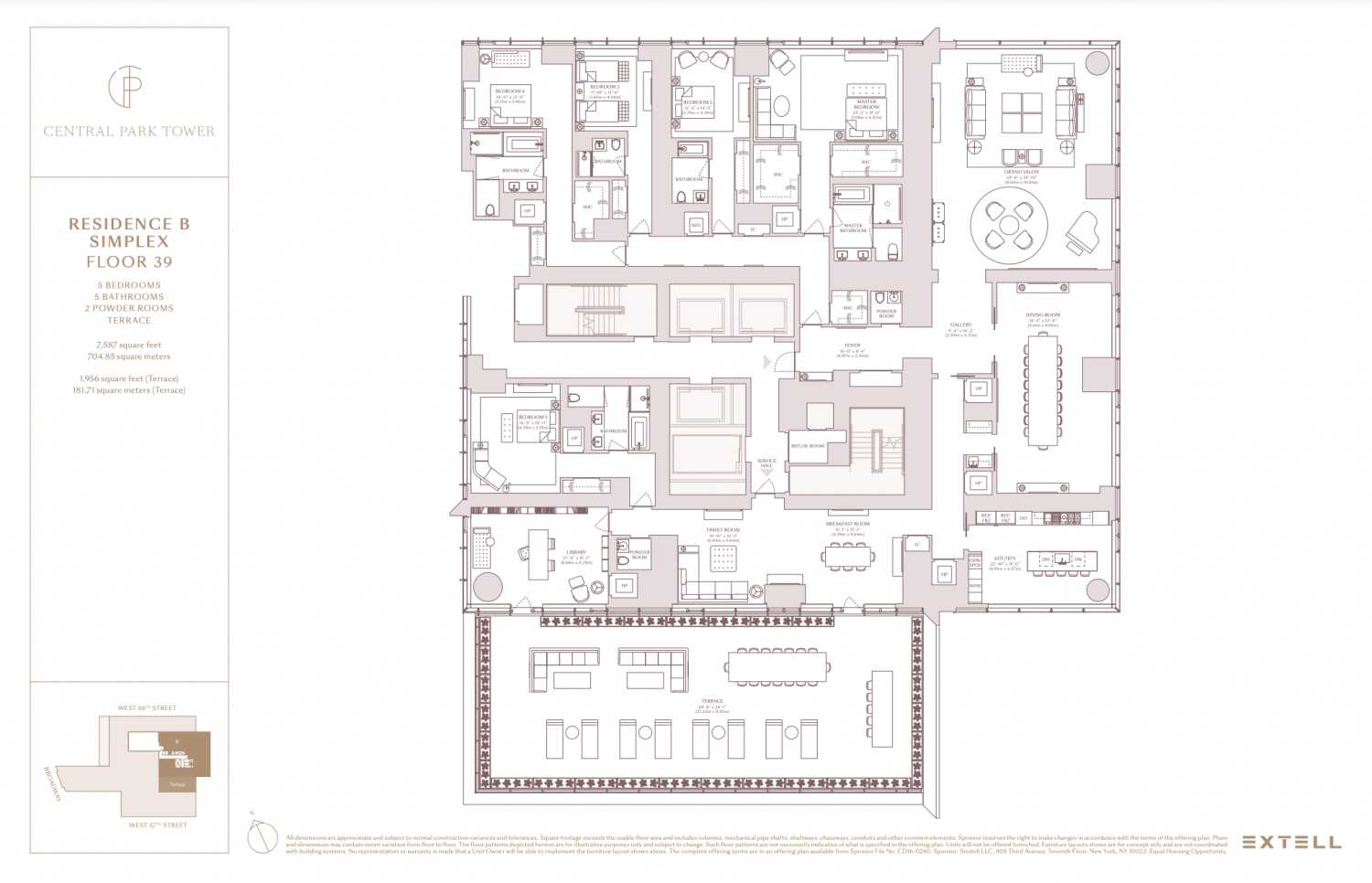 Floorplan for 217 West 57th Street, 39B