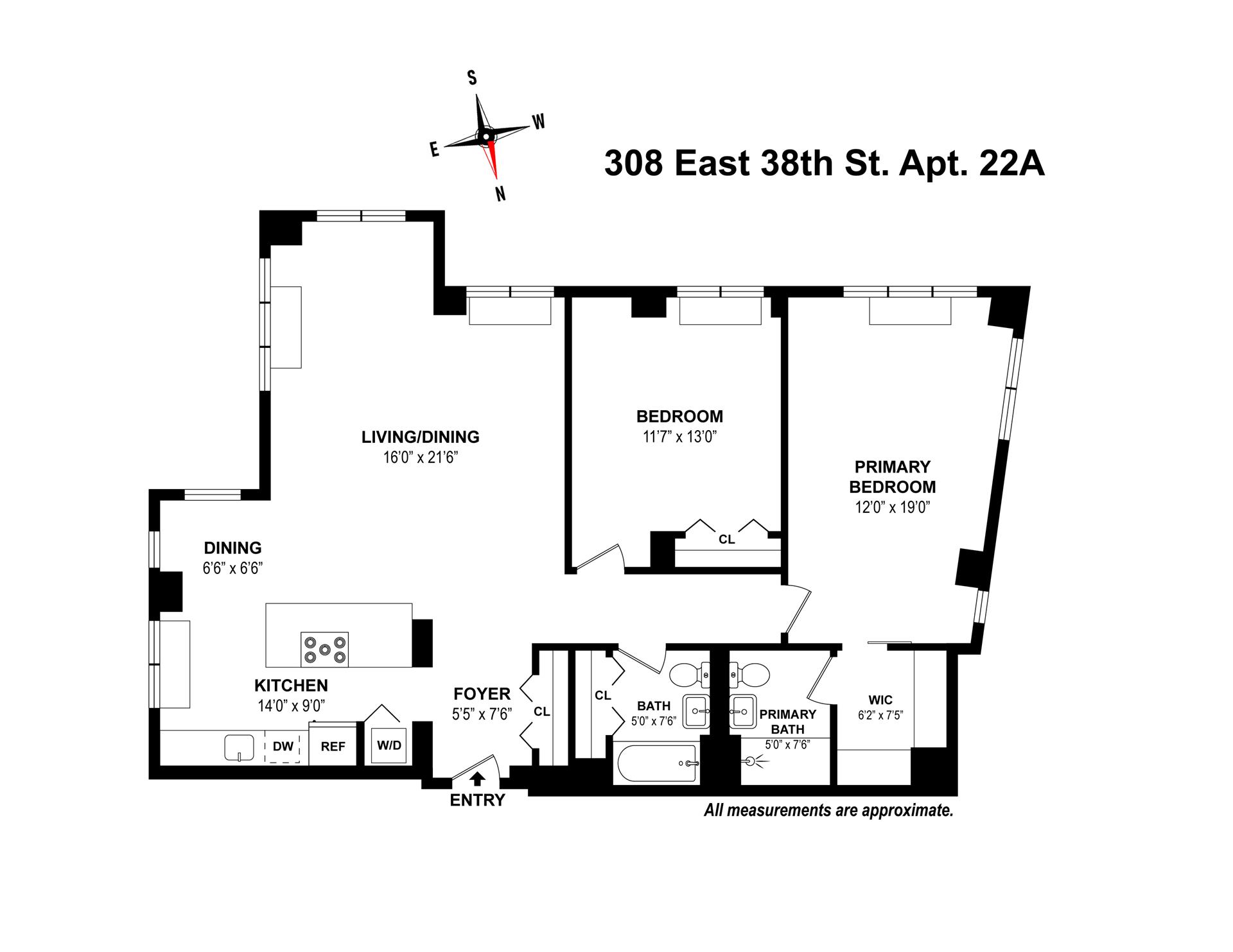 Floorplan for 308 East 38th Street, 22A