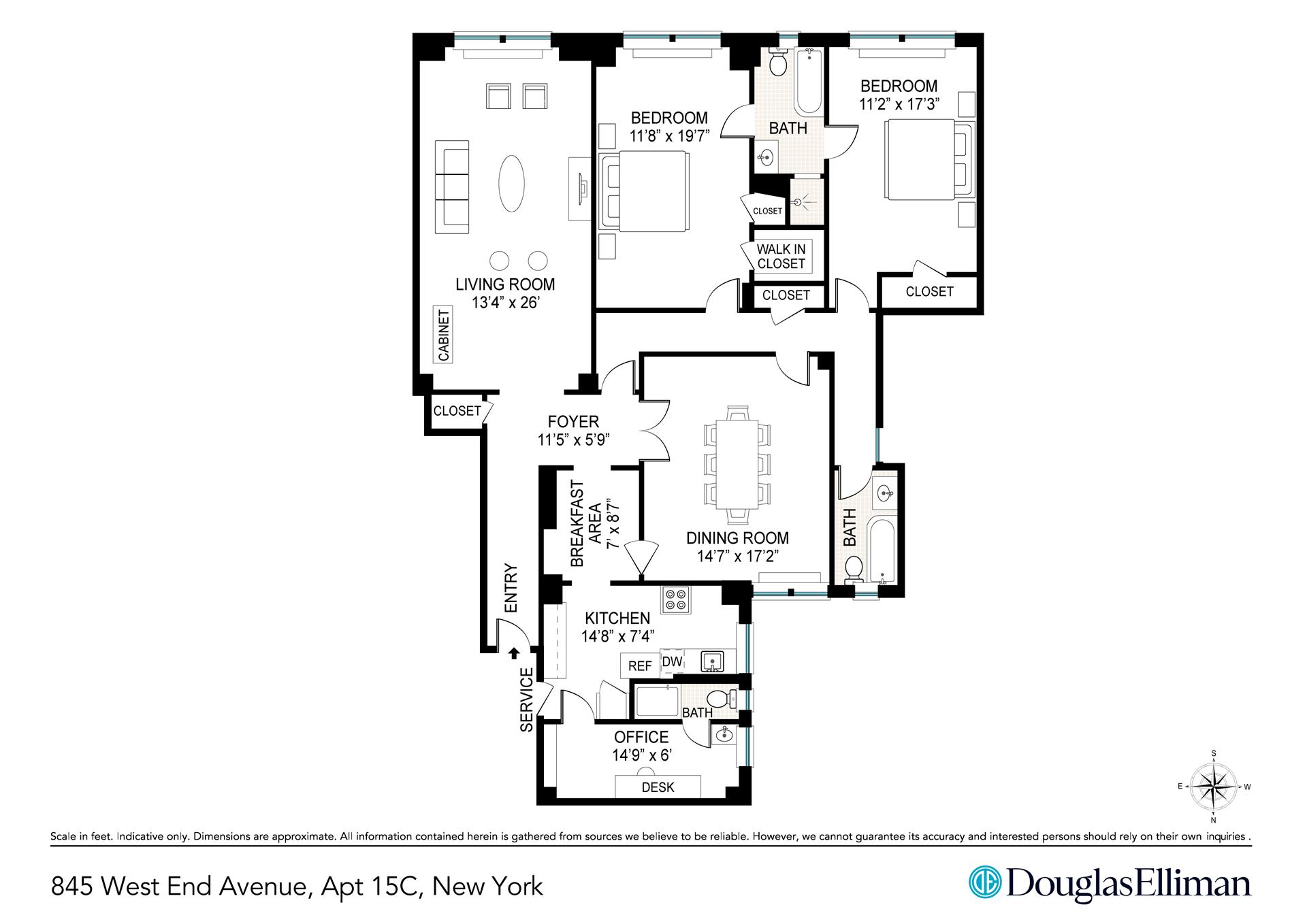 Floorplan for 845 West End Avenue, 15C