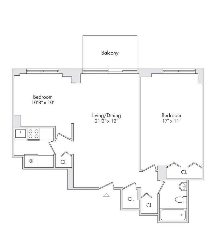 Floorplan for 300 East 54th Street, 23J