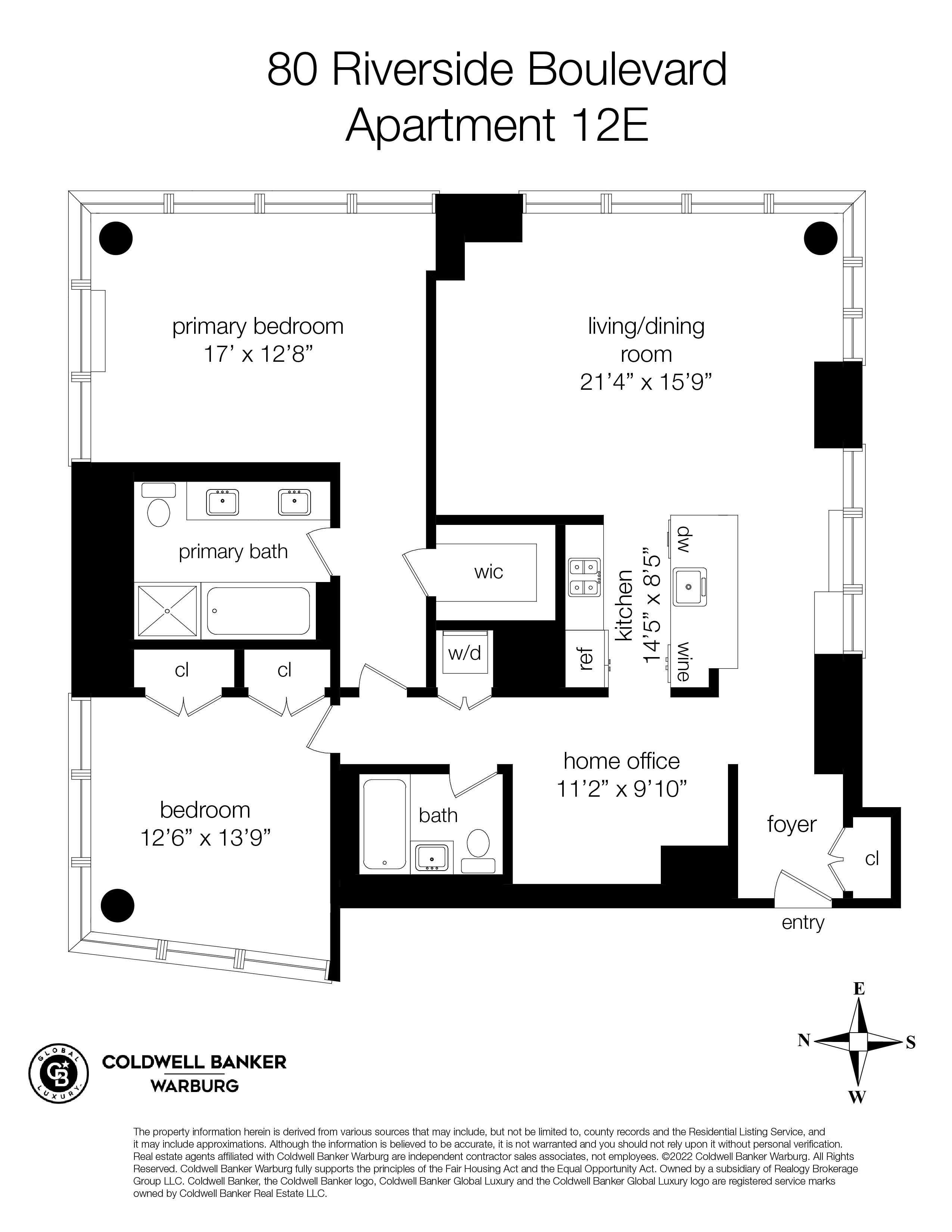 Floorplan for 80 Riverside Boulevard, 12E