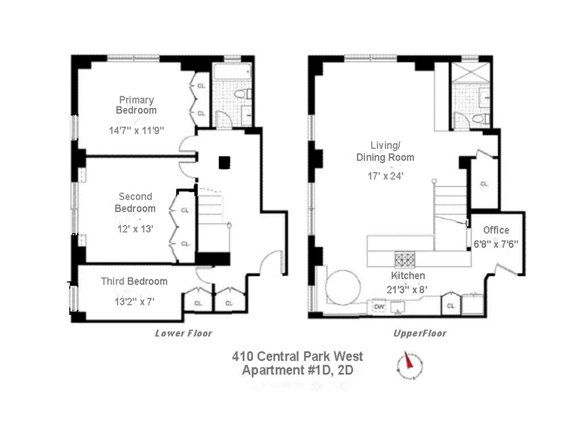 Floorplan for 410 Central Park, 1D/2D