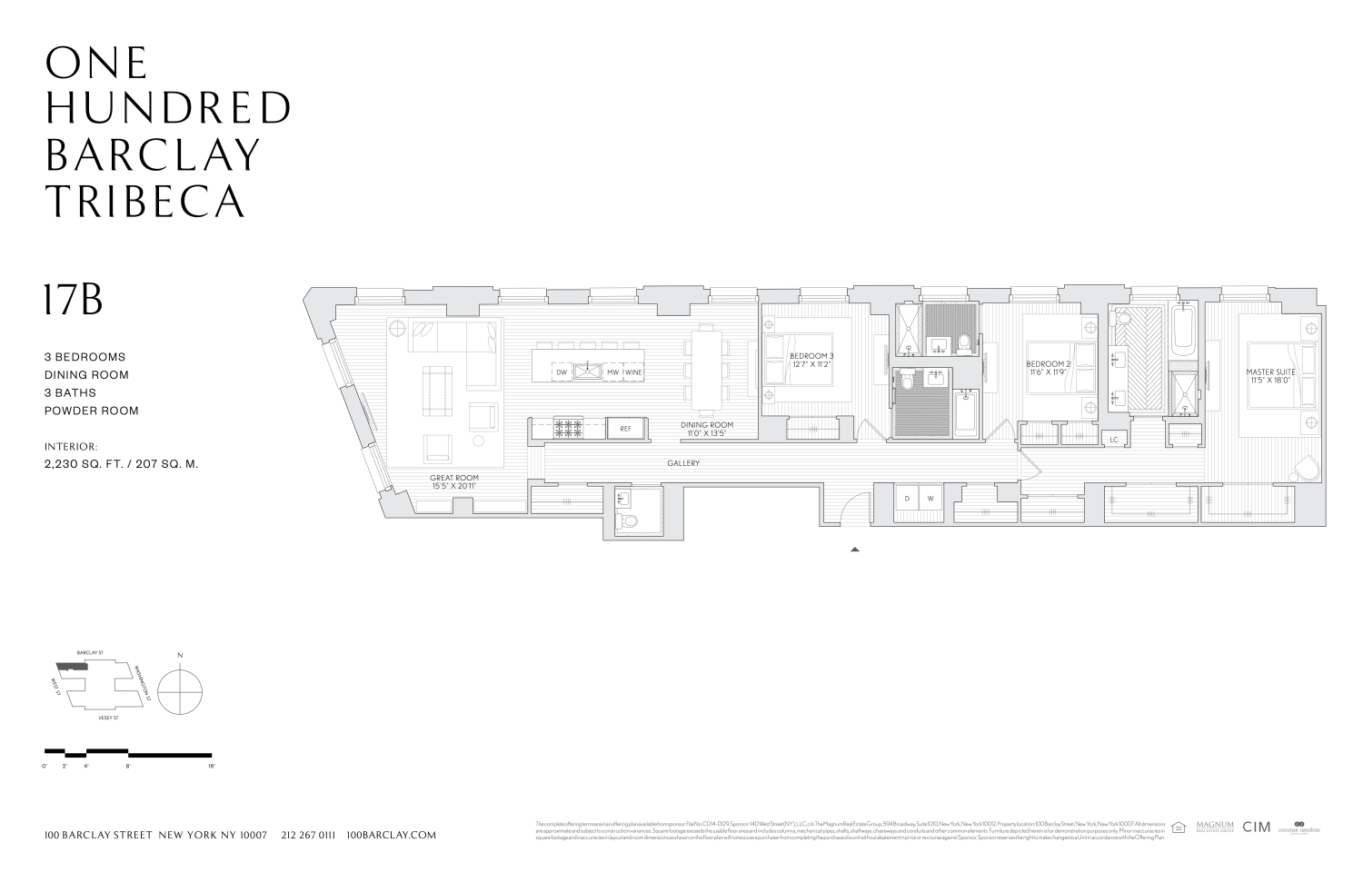 Floorplan for 100 Barclay Street, 17B