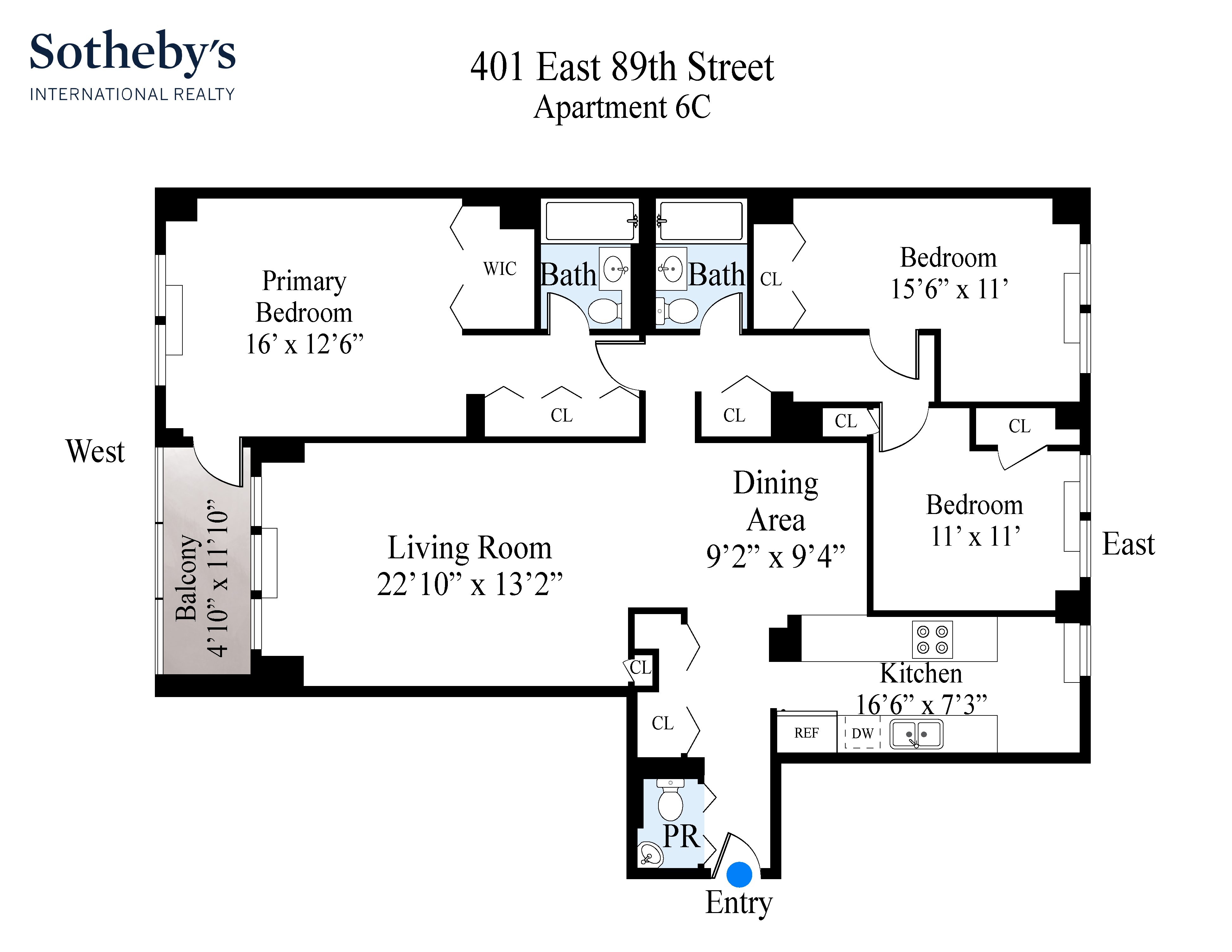 Floorplan for 401 East 89th Street, 6C