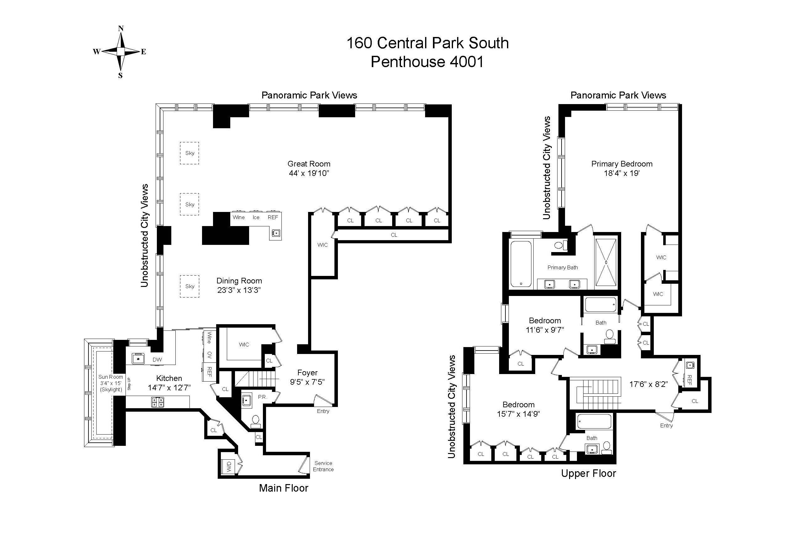 Floorplan for 160 Central Park, PH4001