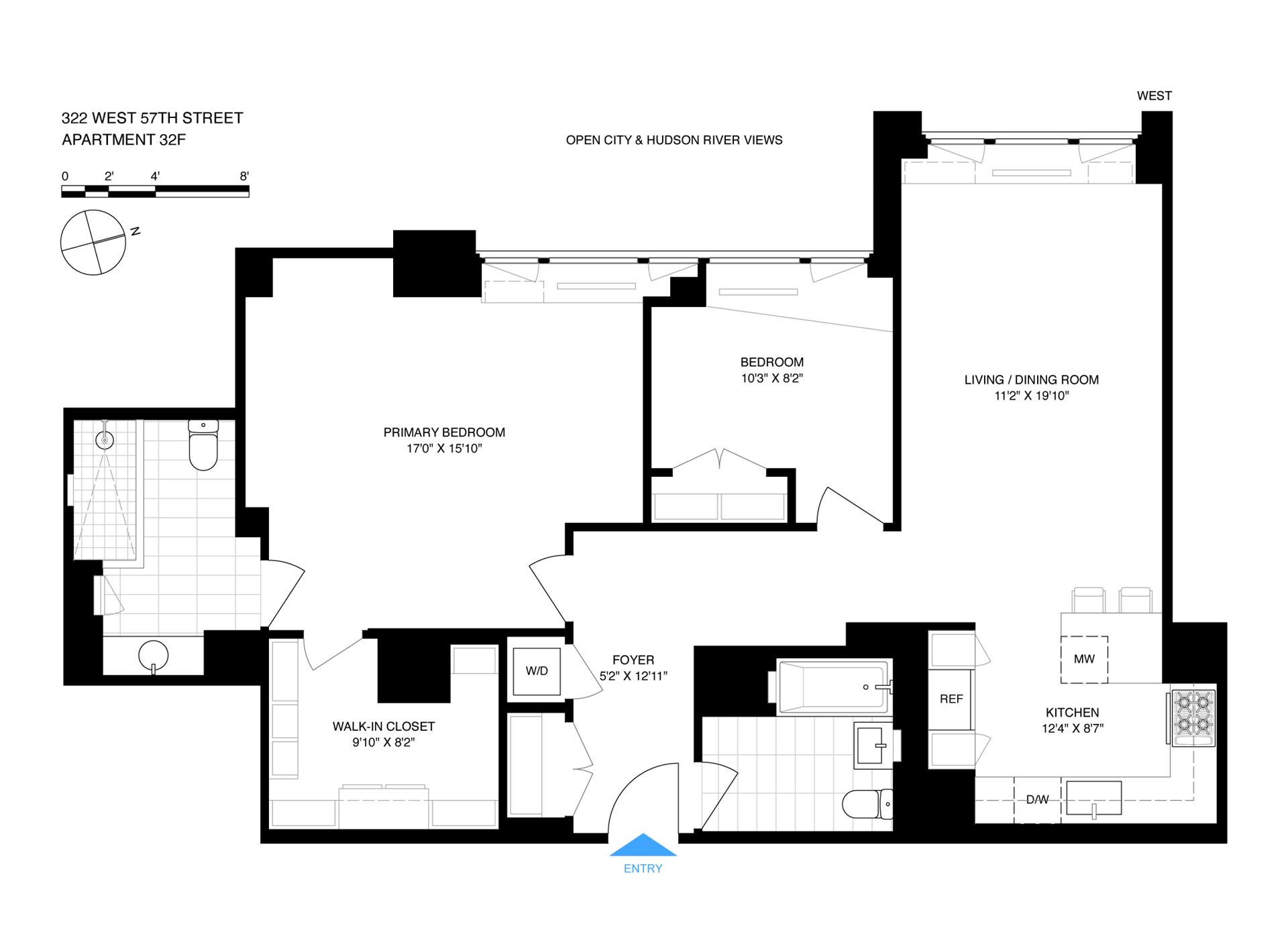 Floorplan for 322 West 57th Street, 32F1