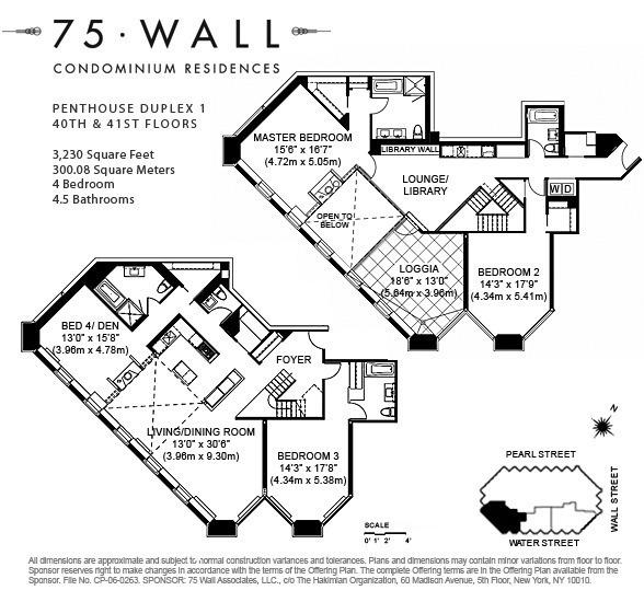 Floorplan for 75 Wall Street, PH-D1