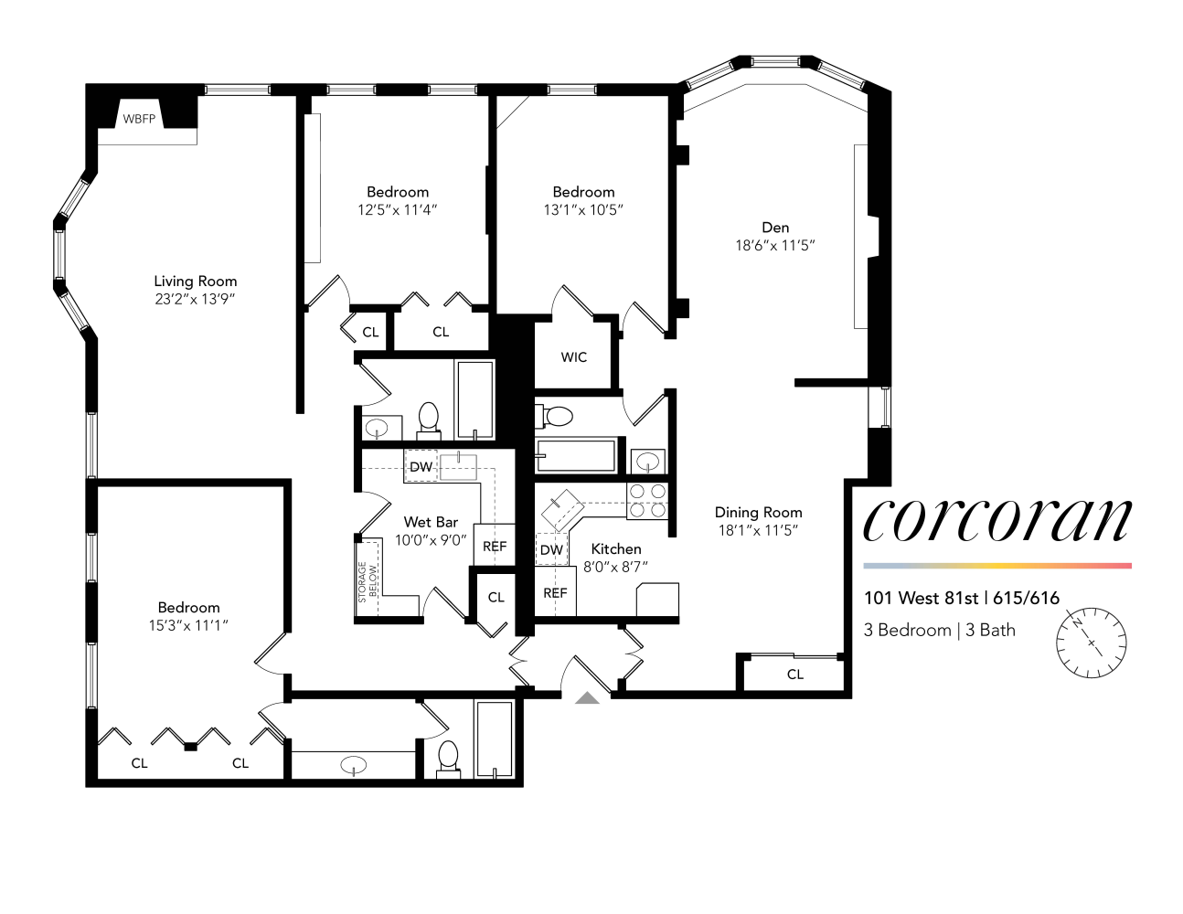 Floorplan for 101 West 81st Street, 615/616