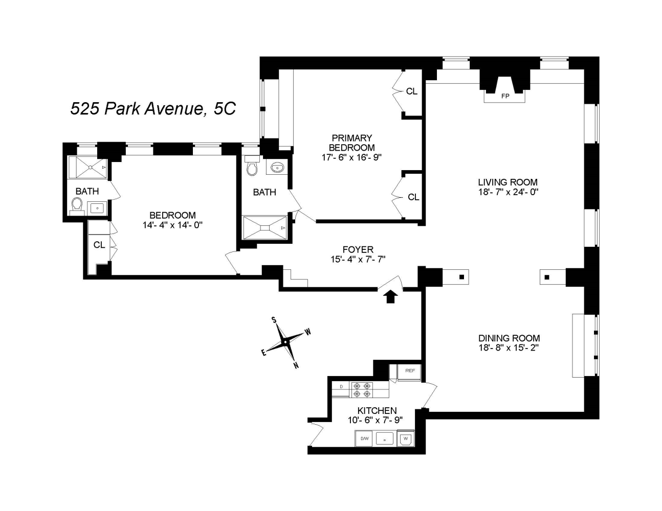 Floorplan for 525 Park Avenue, 5C