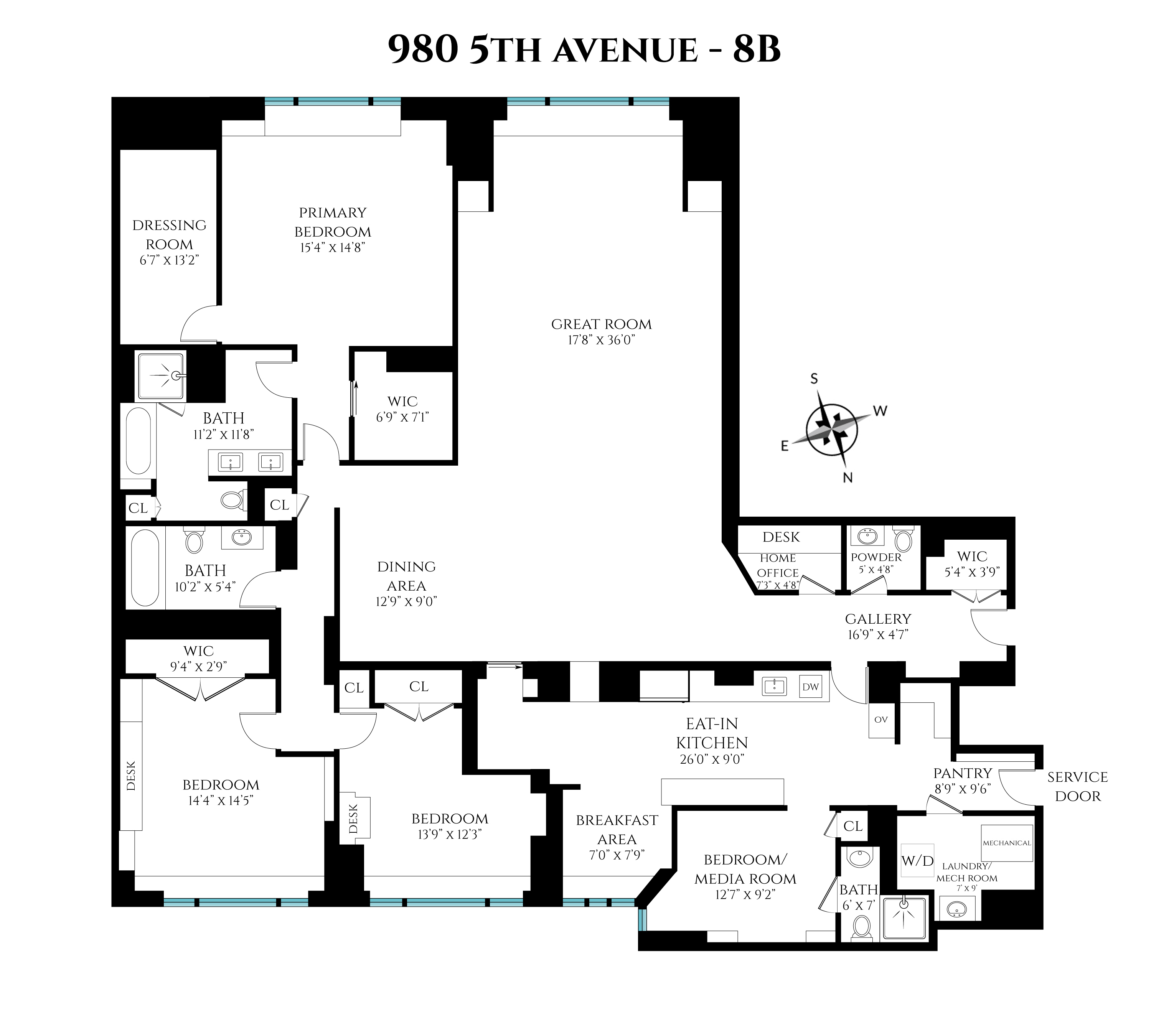 Floorplan for 980 Fifth Avenue, 8B