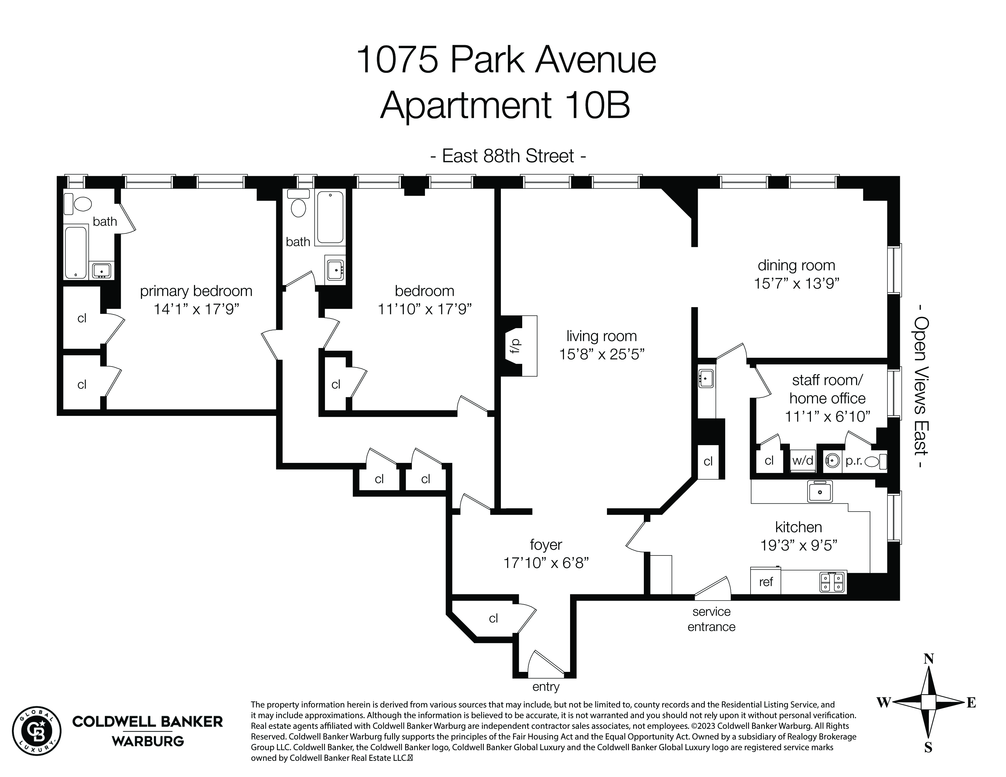 Floorplan for 1075 Park Avenue, 10B