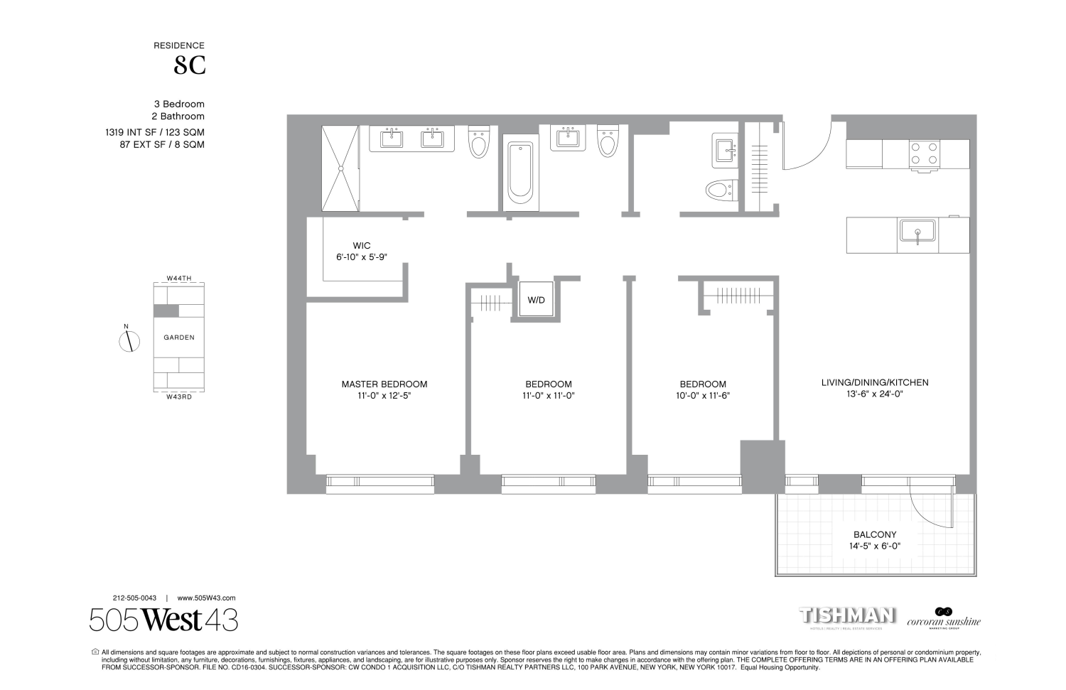 Floorplan for 505 West 43rd Street, 8C