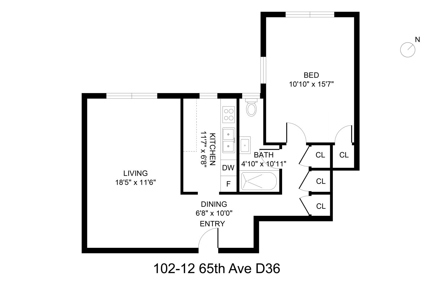 102-12 65th Avenue, Forest Hills, Queens, New York - 1 Bedrooms  
1 Bathrooms  
5 Rooms - 