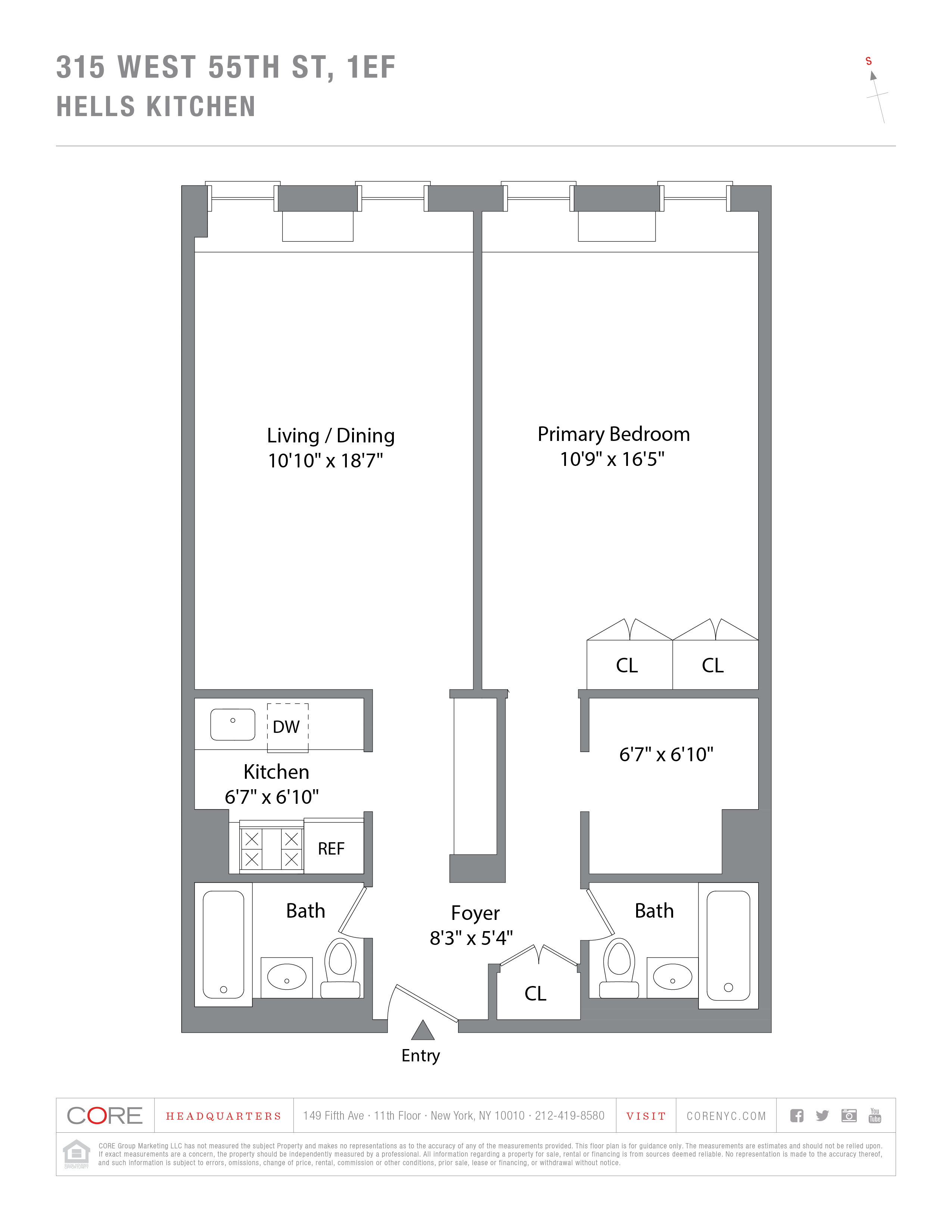 Floorplan for 315 West 55th Street, 1EF