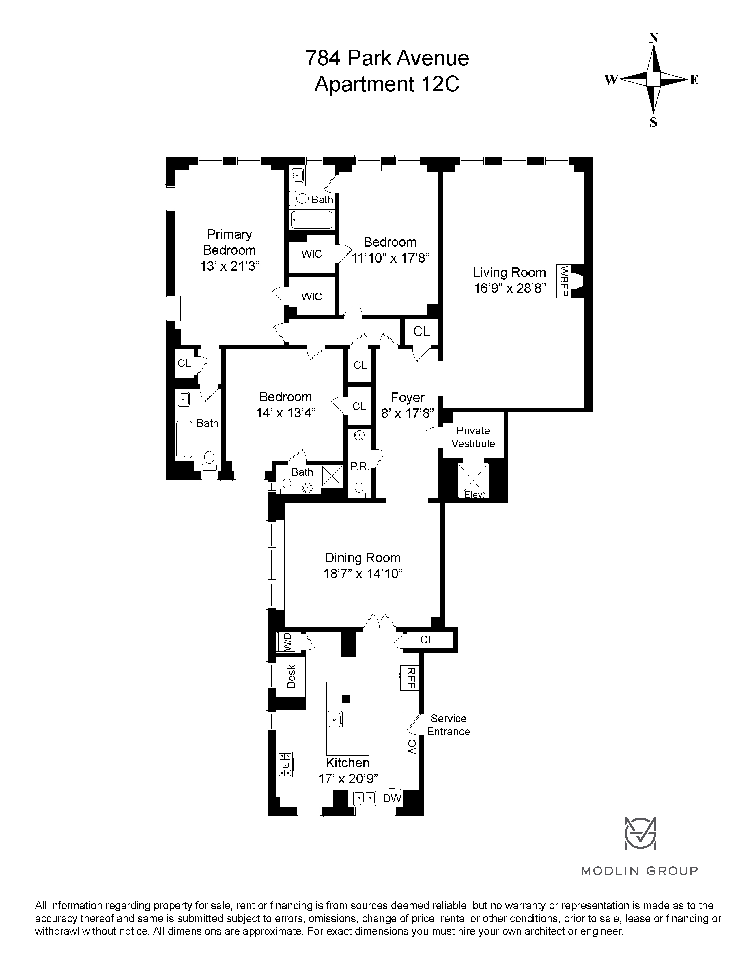 Floorplan for 784 Park Avenue, 12C