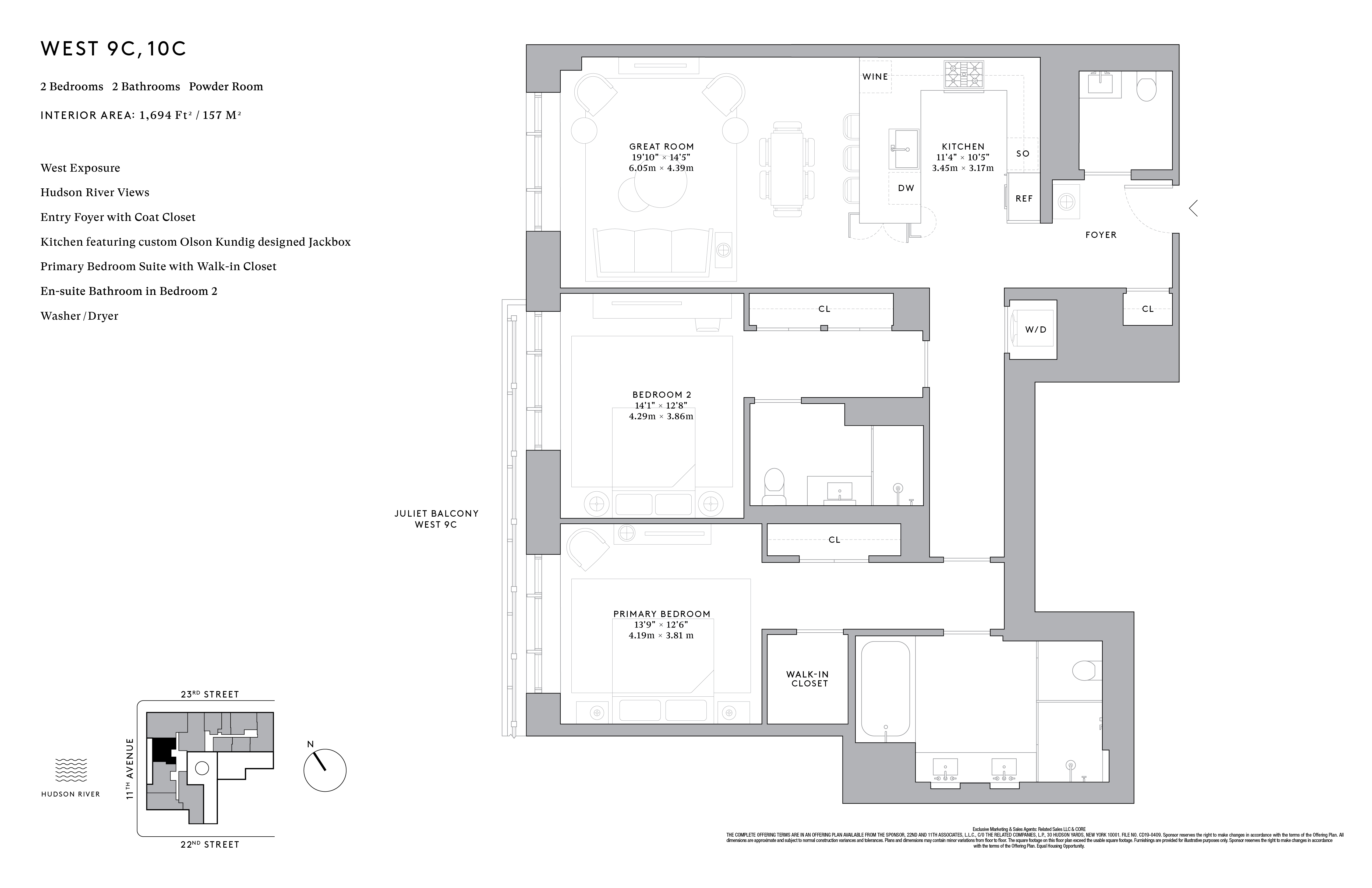 Floorplan for 555 West 22nd Street, 9CW