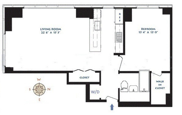 Floorplan for 350 West 42nd Street, 41H
