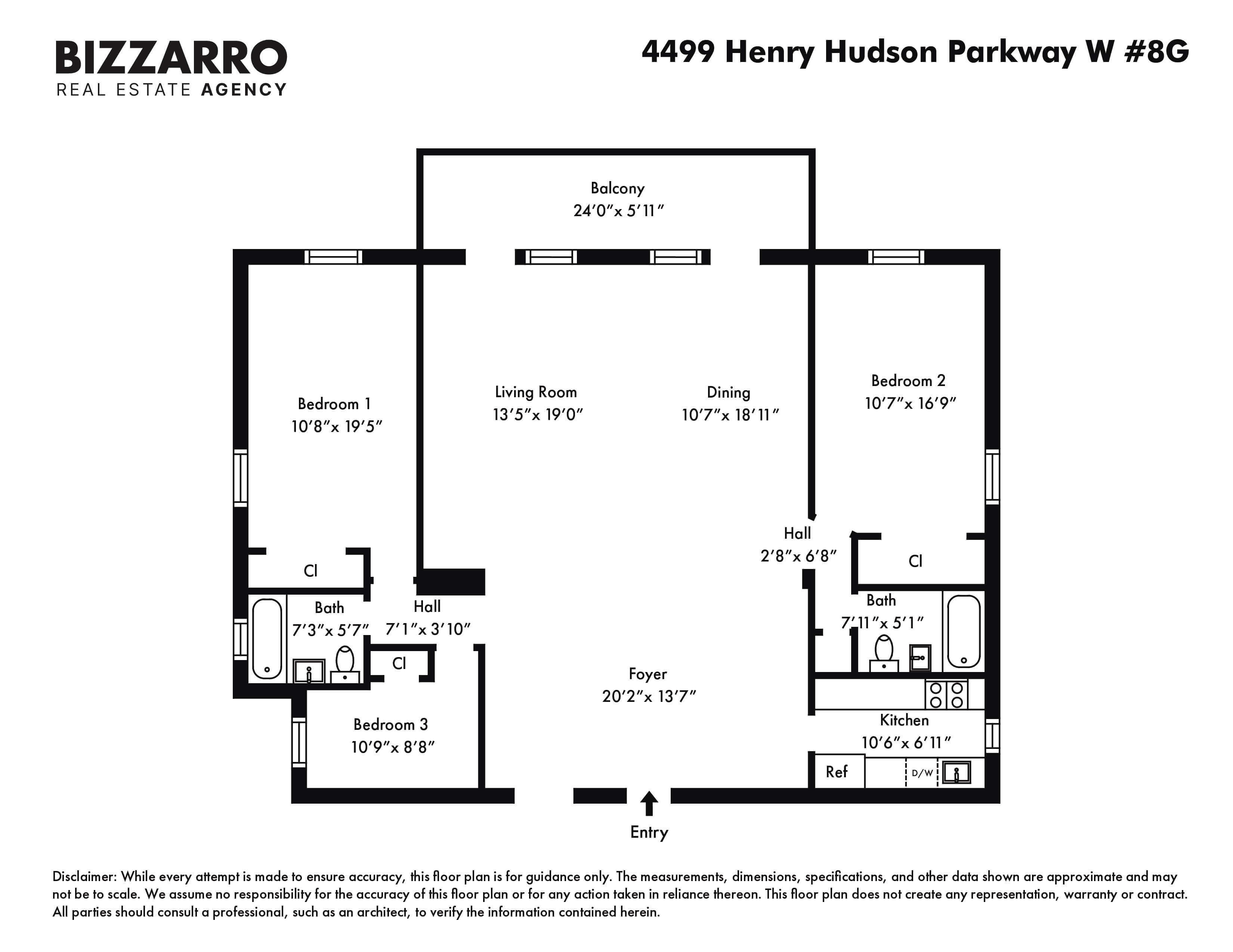 Floorplan for 4499 Henry Hudson Parkway, 8G