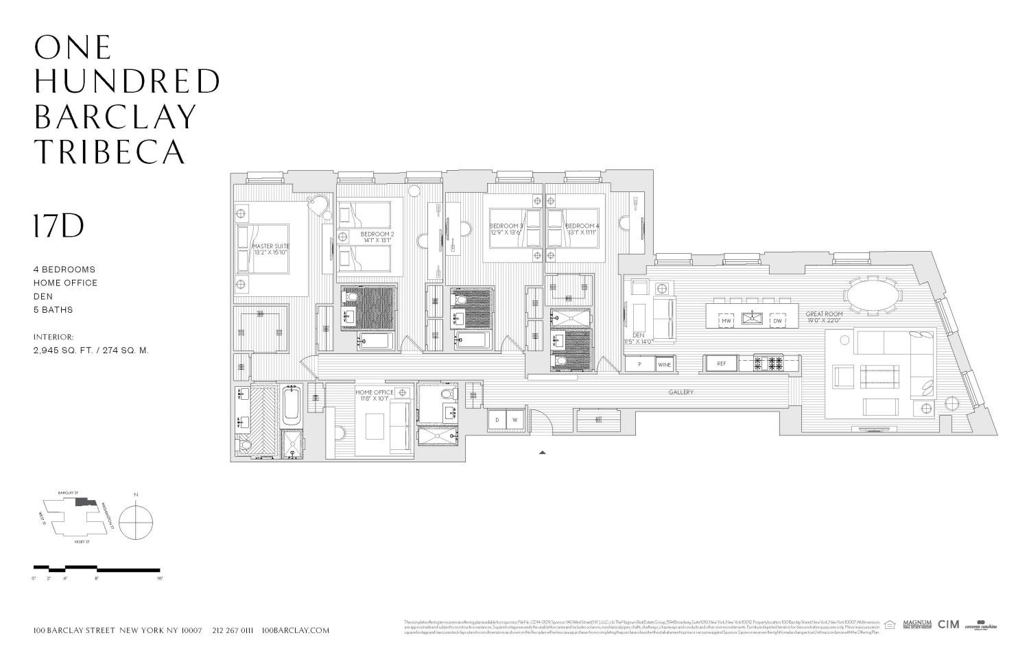 Floorplan for 100 Barclay Street, 17D