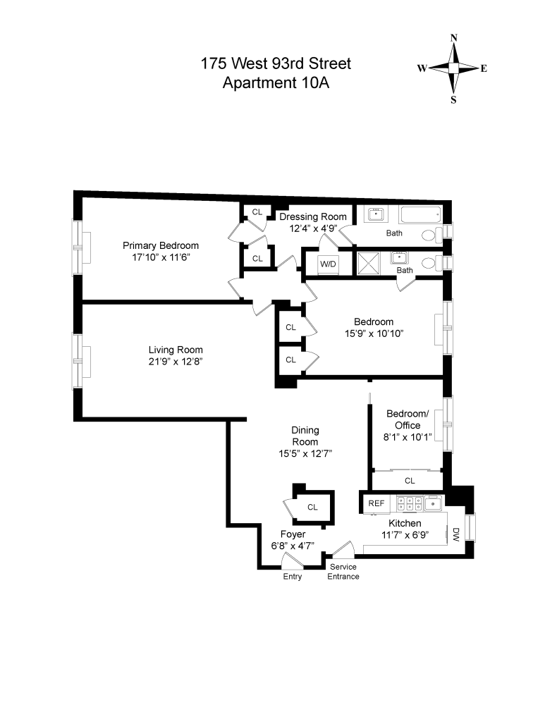 Floorplan for 175 West 93rd Street, 10A