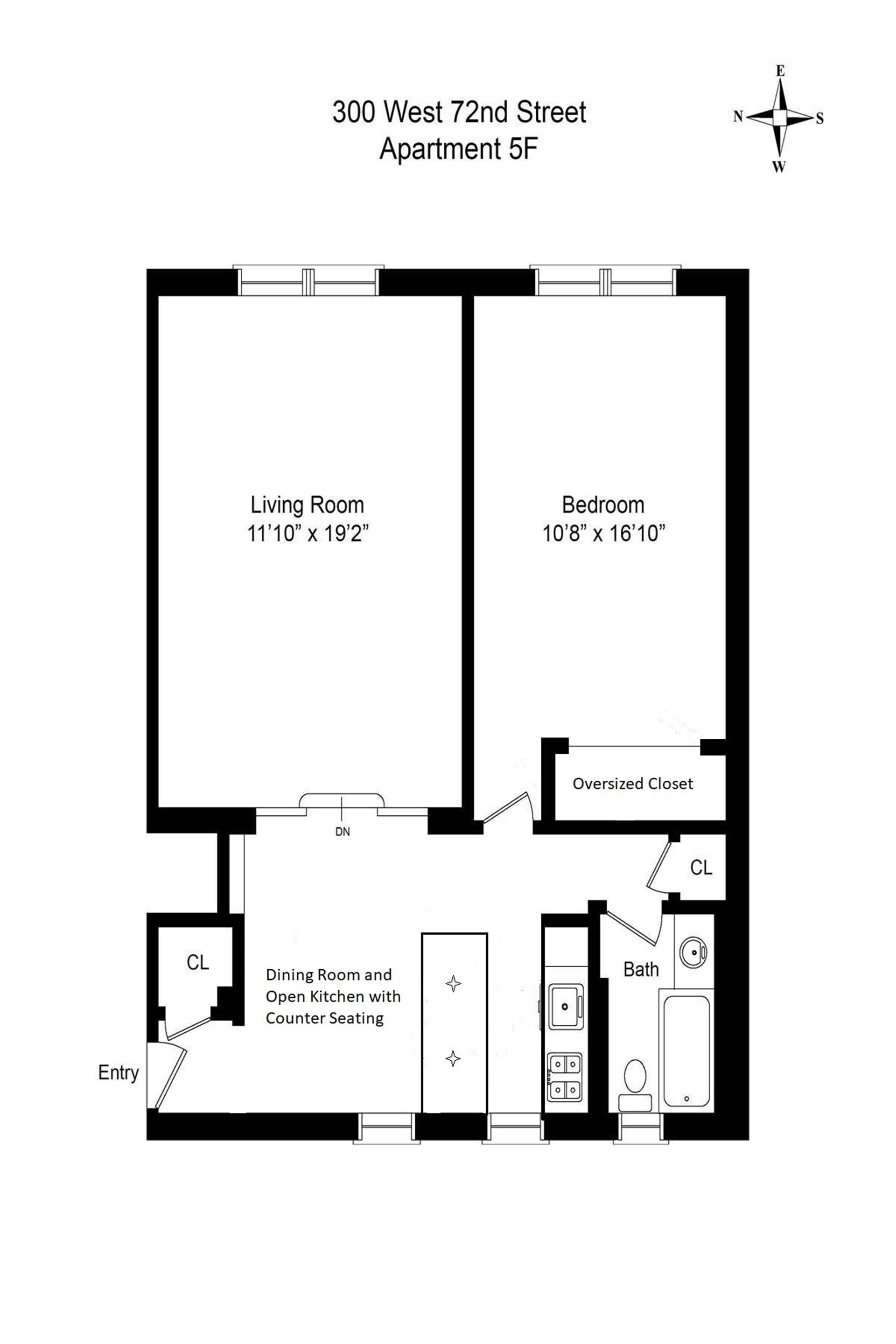 Floorplan for 300 West 72nd Street, 5F