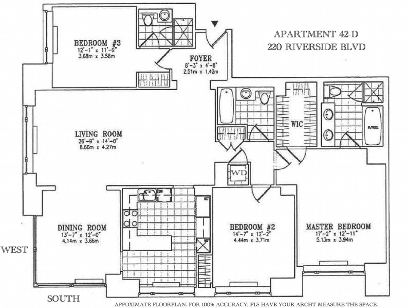 Floorplan for 220 Riverside Boulevard, 42D