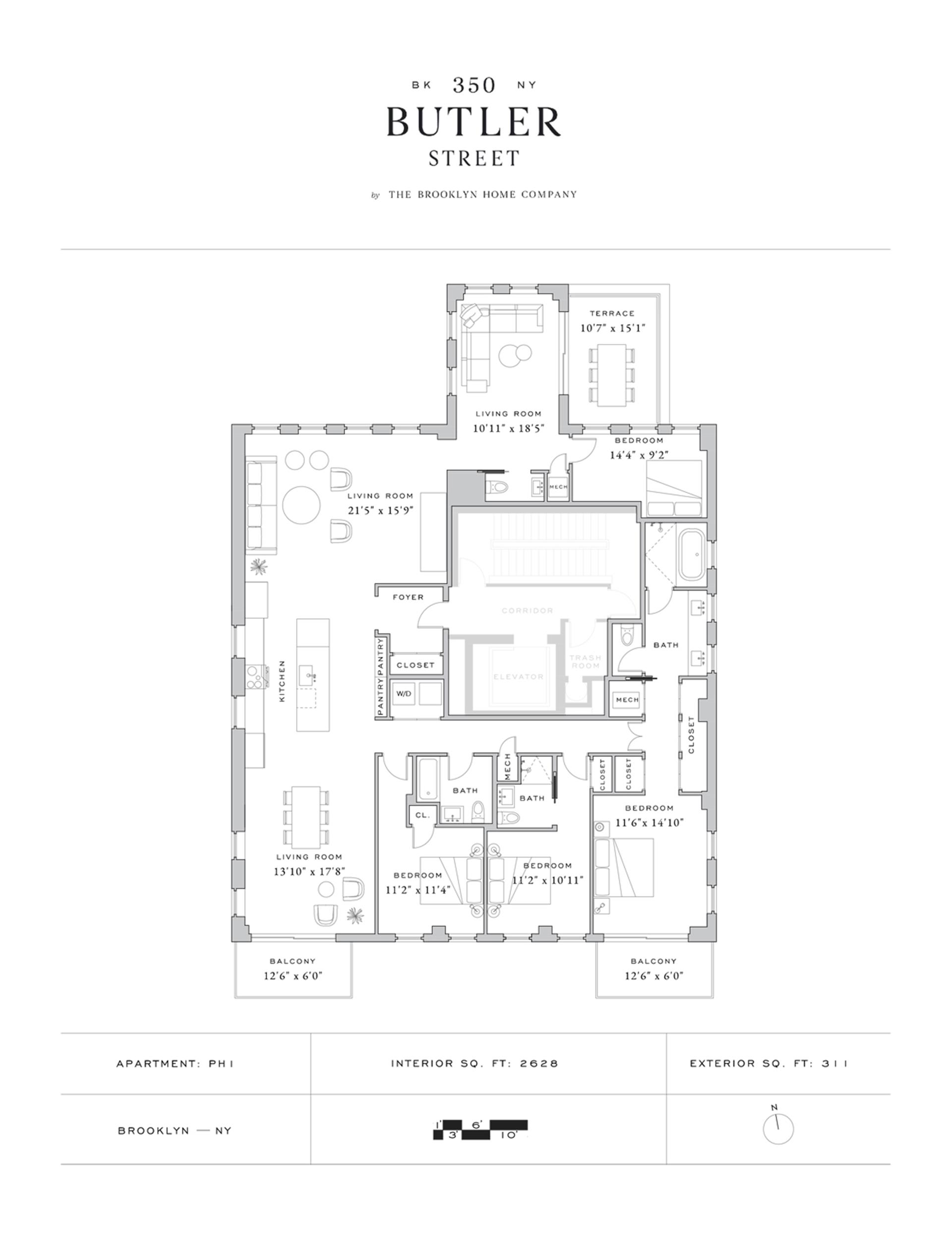 Floorplan for 350 Butler Street, PH1