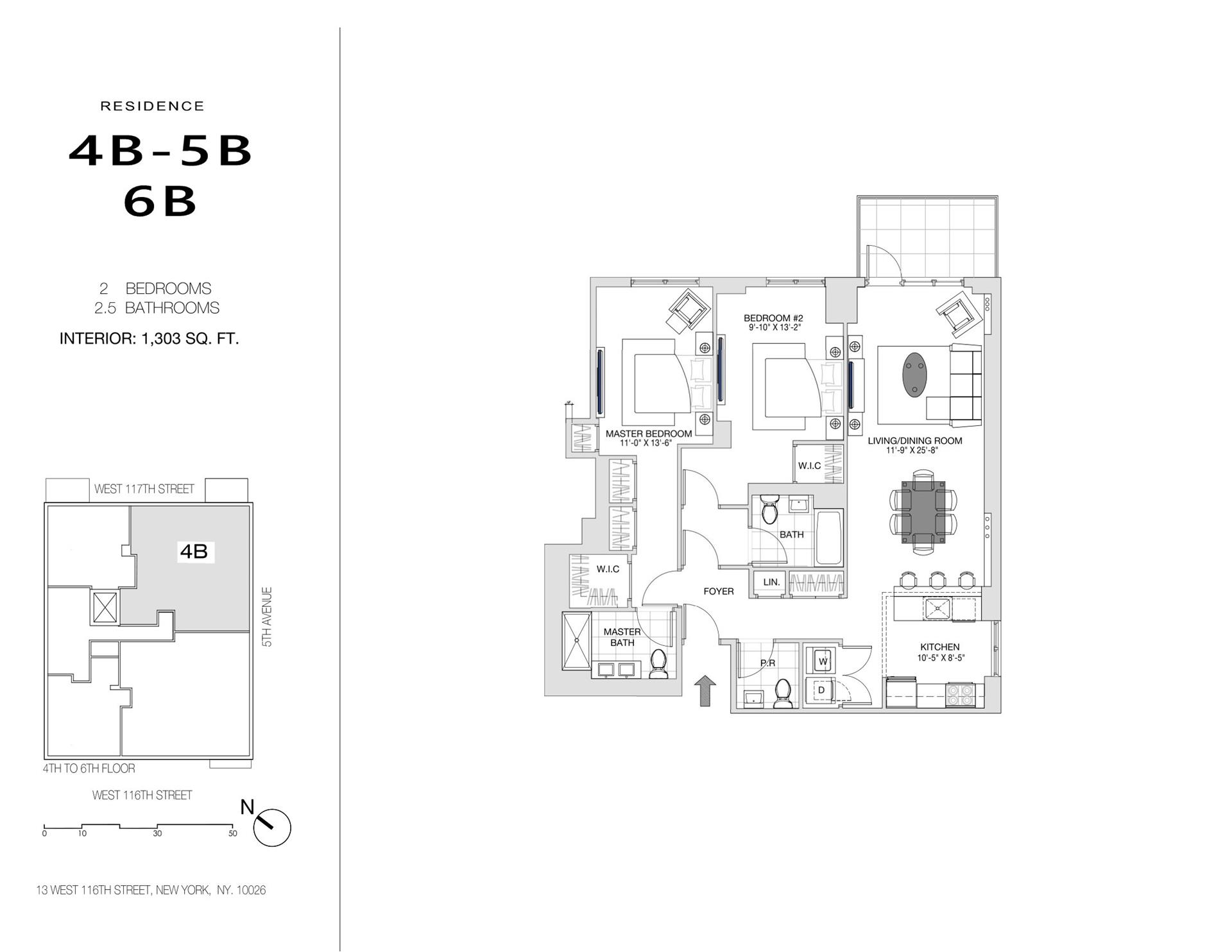 Floorplan for 11 West 116th Street, 6B