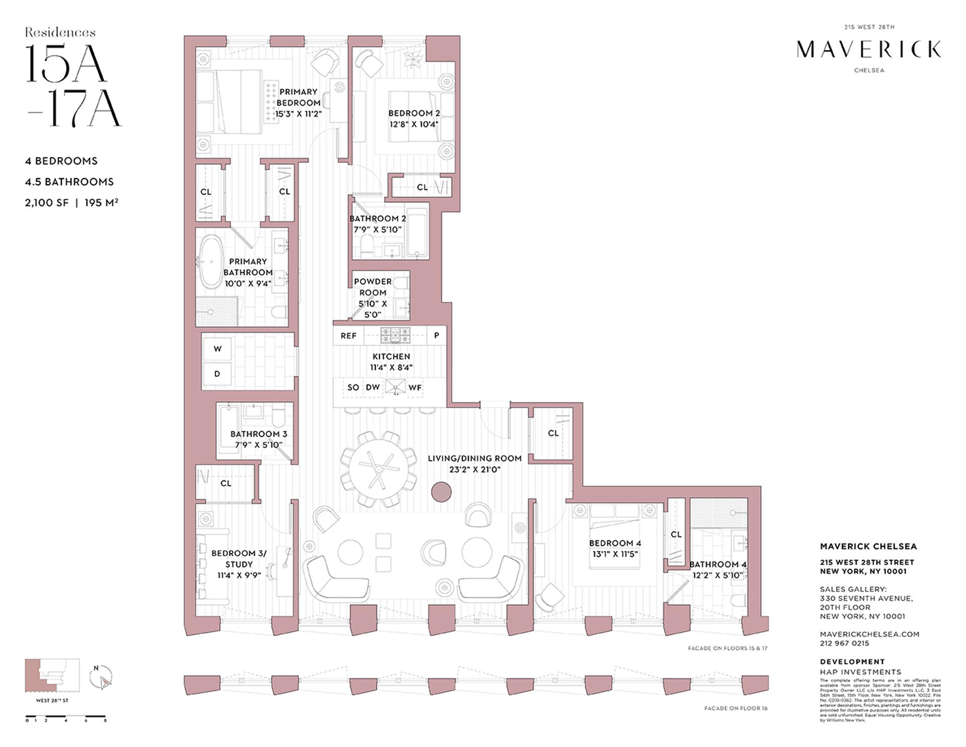 Floorplan for 215 West 28th Street, 16A