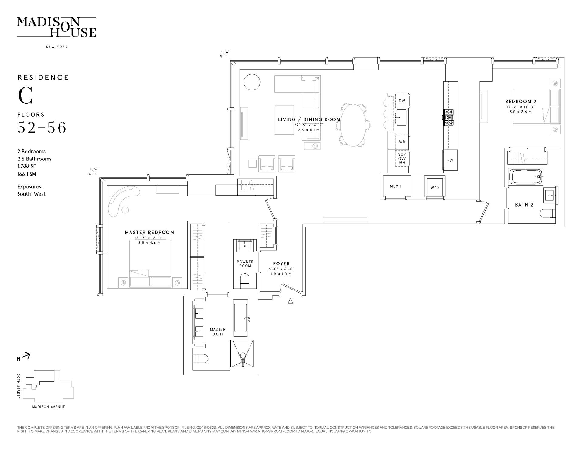Floorplan for 15 East 30th Street, 52C