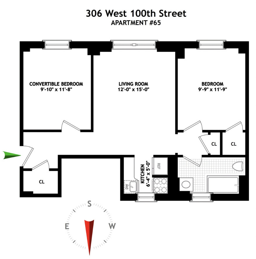 Floorplan for 306 West 100th Street, 65