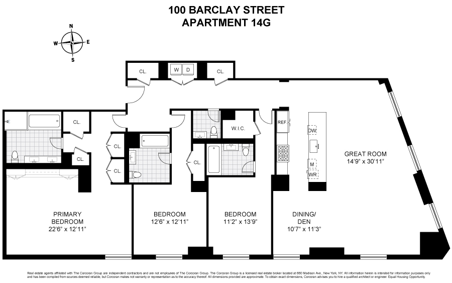 Floorplan for 100 Barclay Street, 14G
