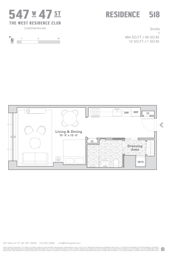 Floorplan for 547 West 47th Street, 518