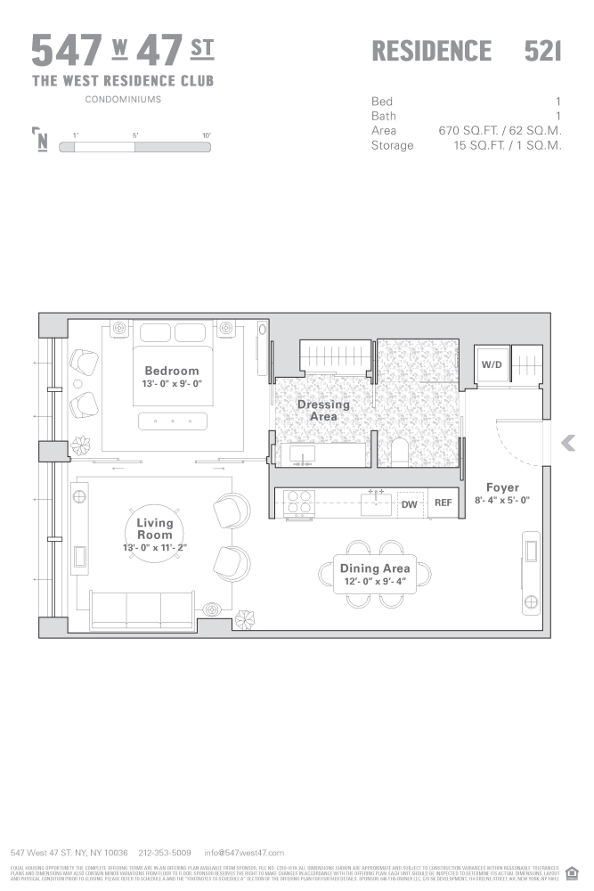 Floorplan for 547 West 47th Street, 521