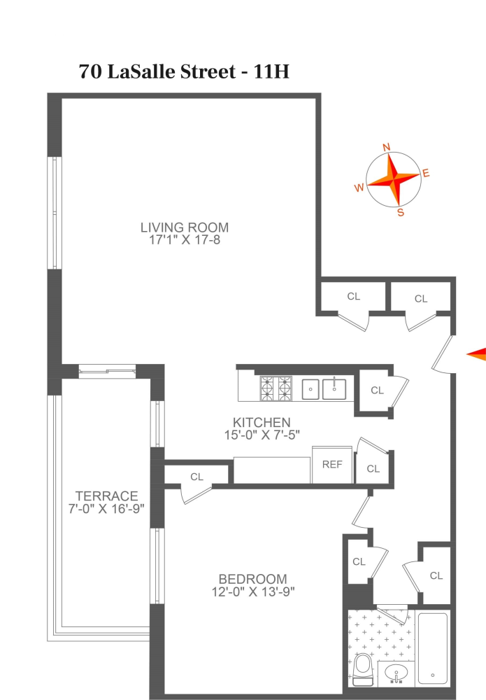 Floorplan for 70 Lasalle Street, 11H