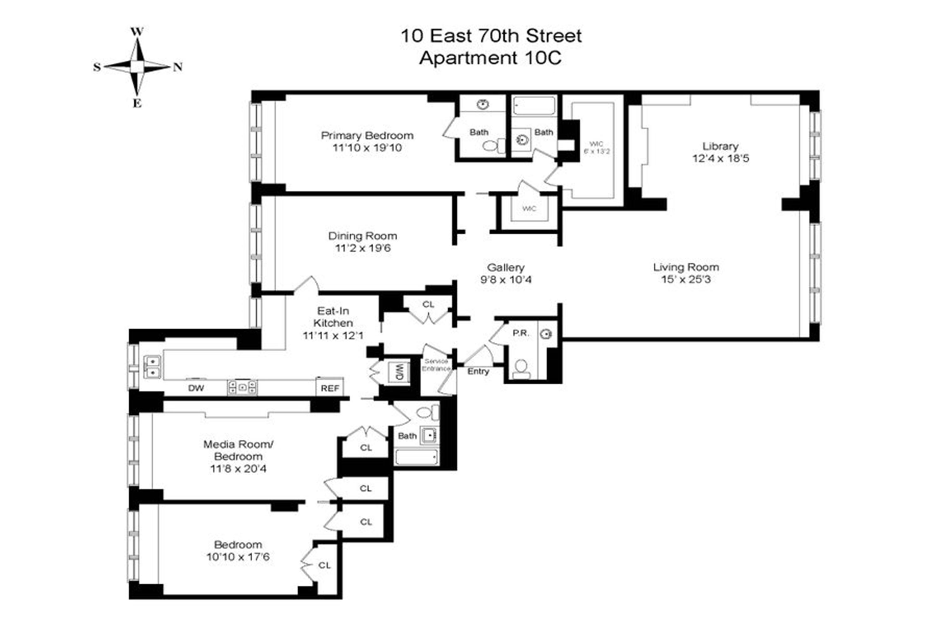 Floorplan for 10 East 70th Street, 10C